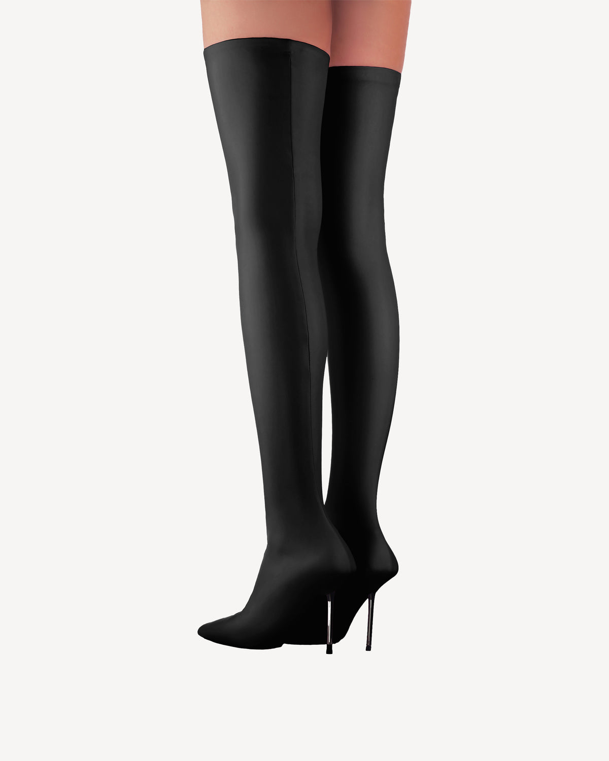 V-Toe Vegan Leather Boot Stockings Black