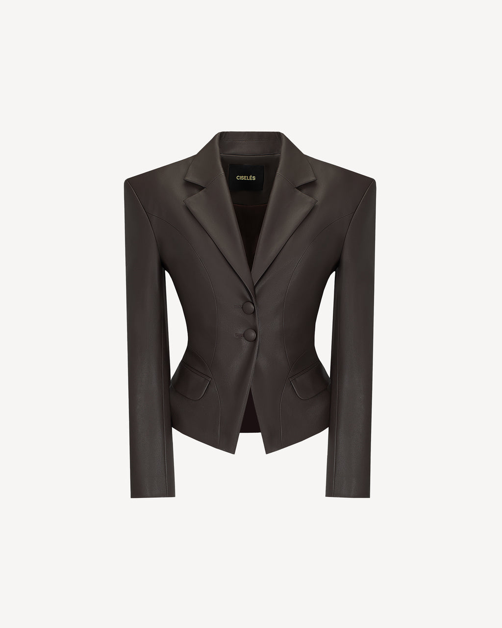 Vegan Leather Sculpted Blazer Brown