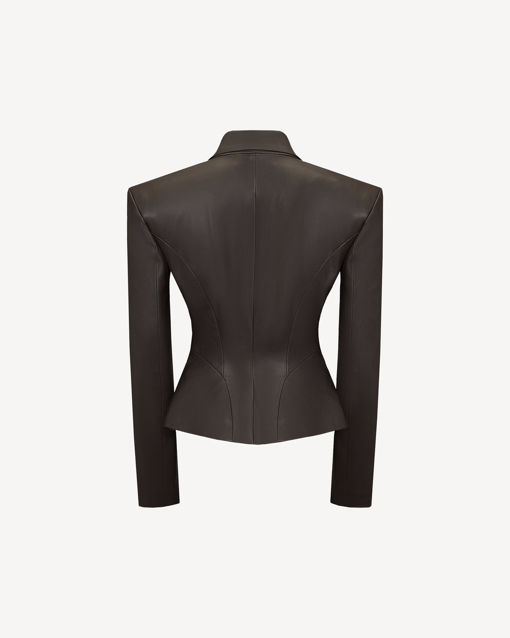 Vegan Leather Sculpted Blazer Brown