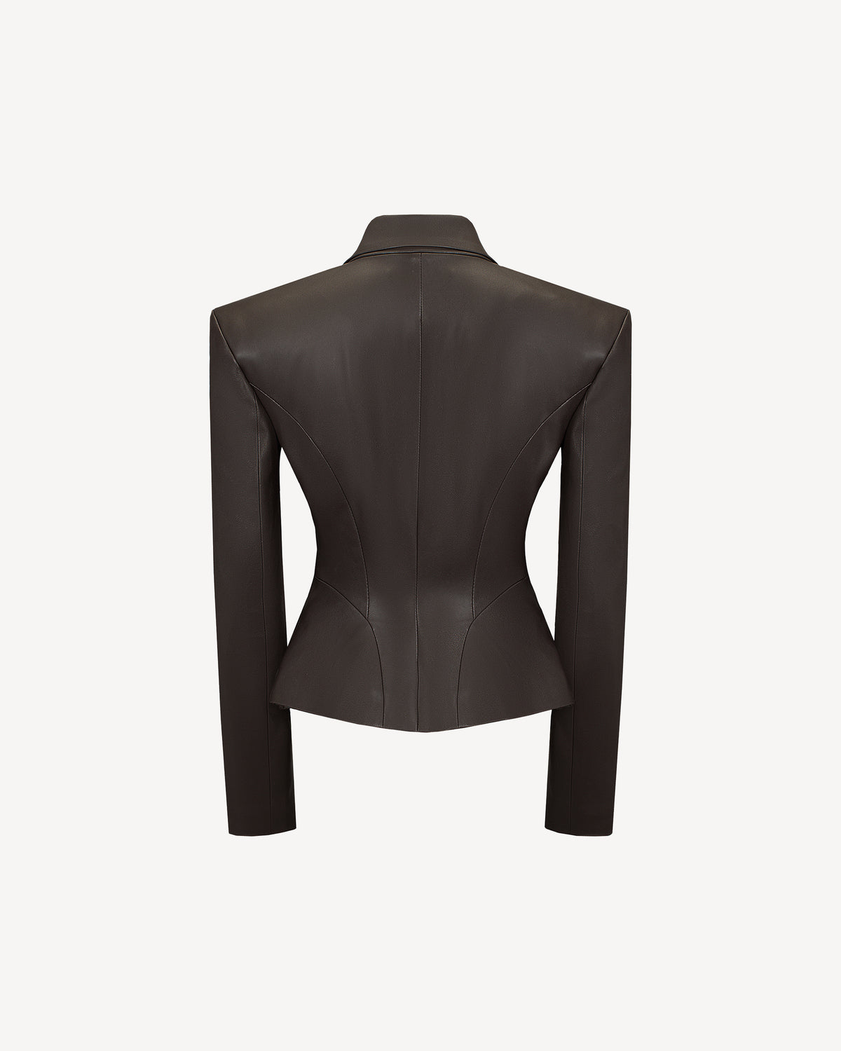 Vegan Leather Sculpted Blazer Brown