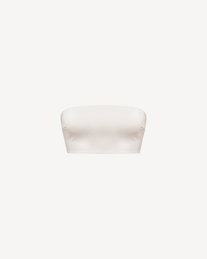 Vegan Leather Bandeau Top Ecru