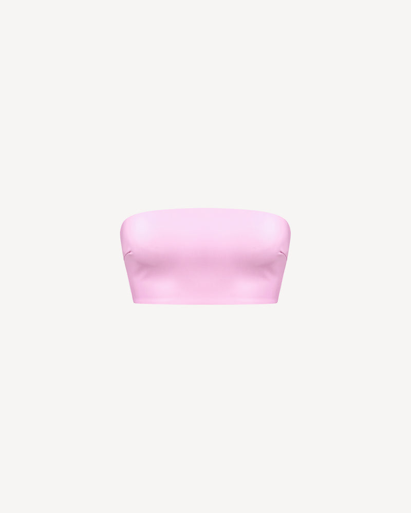 Vegan Leather Bandeau Top Pale Pink