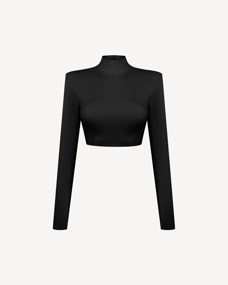 Vegan Leather Cropped Top Black