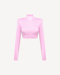 Vegan Leather Cropped Top Pale Pink