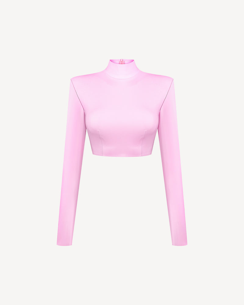 Vegan Leather Cropped Top Pale Pink