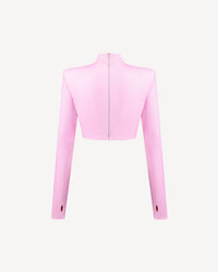 Vegan Leather Cropped Top Pale Pink