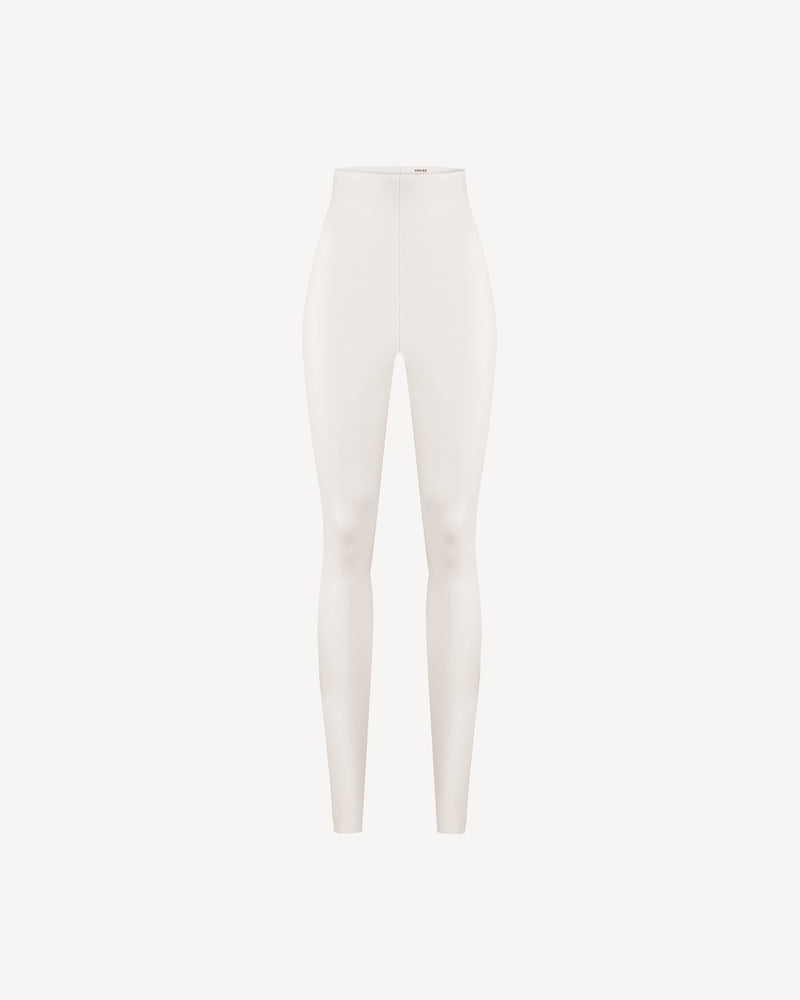 Vegan Leather High-waisted Leggings Ecru