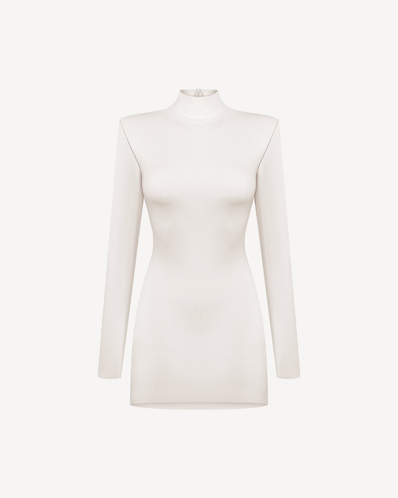 Vegan Leather Hourglass Mini Dress Ecru