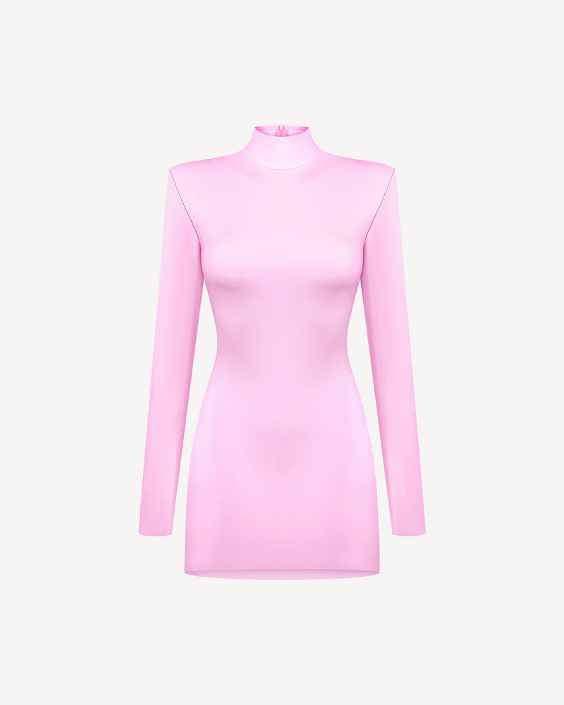Vegan Leather Hourglass Mini Dress Pale Pink