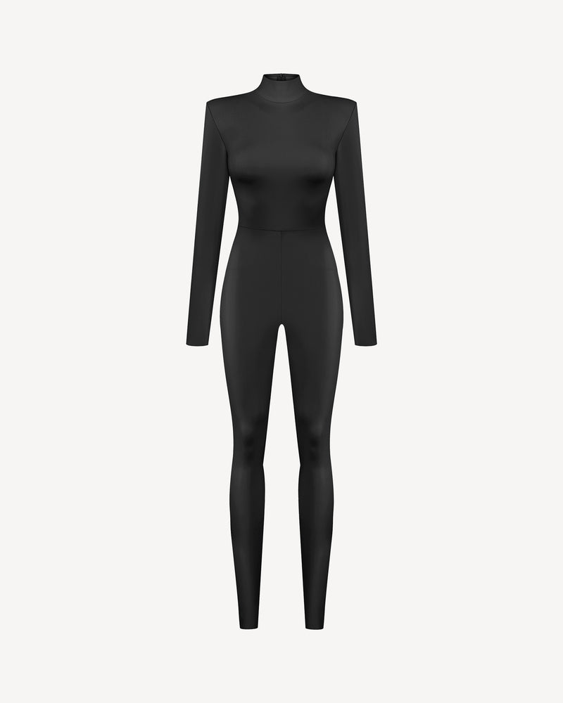 Vegan Leather Iconic Jumpsuit Black
