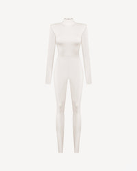 Vegan Leather Iconic Jumpsuit Ecru