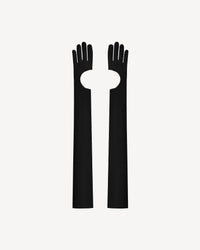 Vegan Leather Long Gloves Black