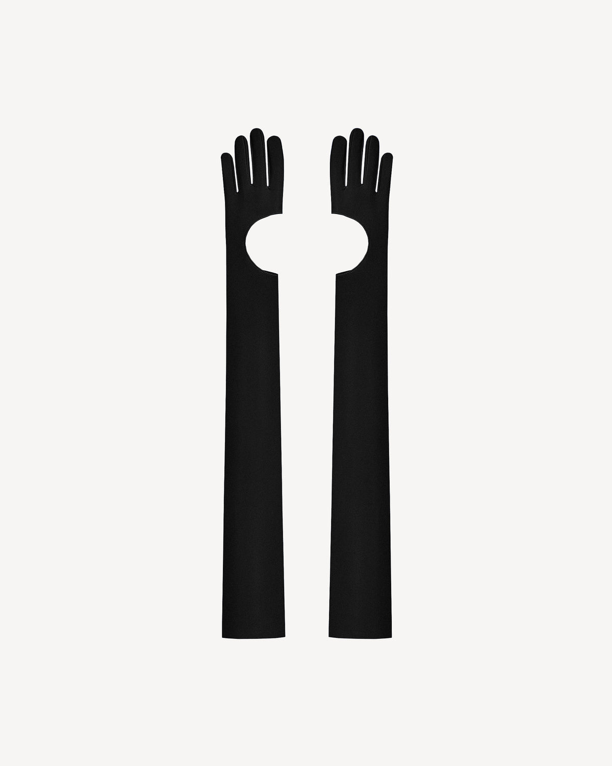 Vegan Leather Long Gloves Black