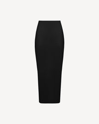 Vegan Leather Sculpted Midi Skirt Black