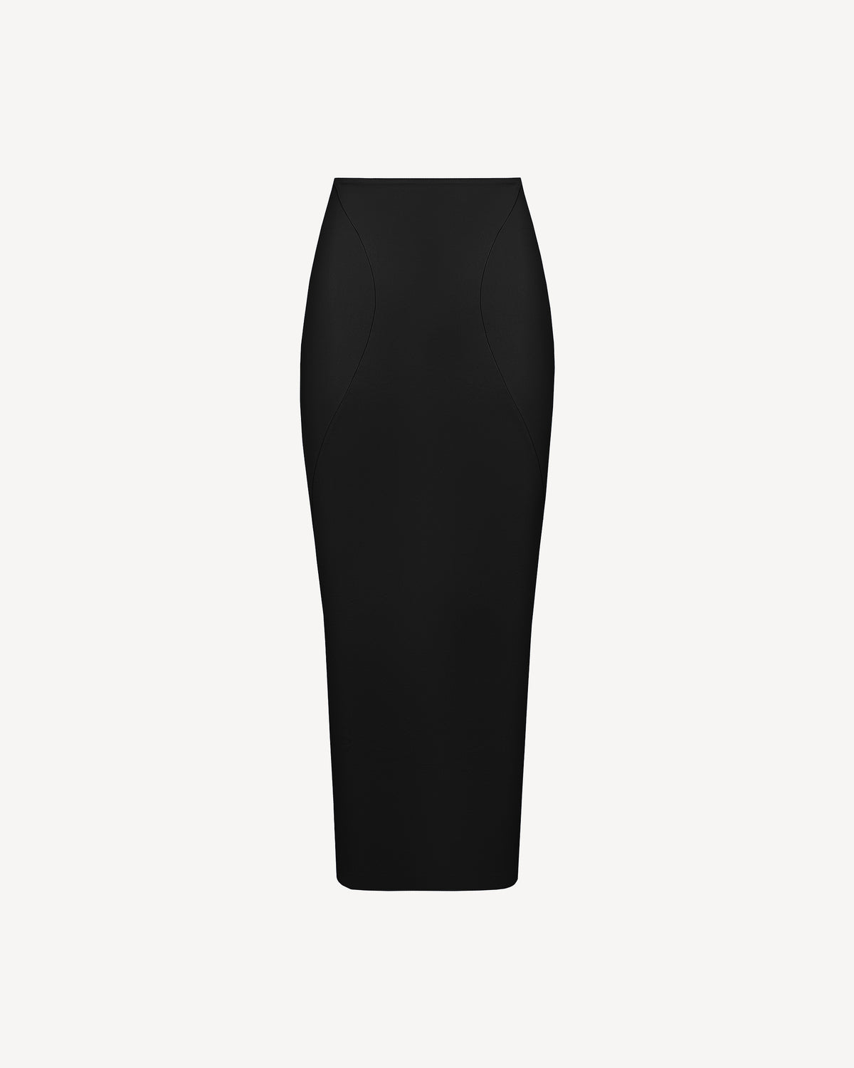 Vegan Leather Sculpted Midi Skirt Black