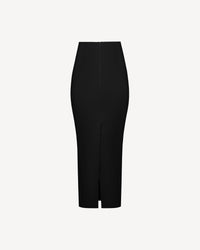 Vegan Leather Sculpted Midi Skirt Black