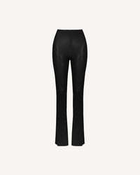 Vegan Leather Sculpting Flared Pants Black