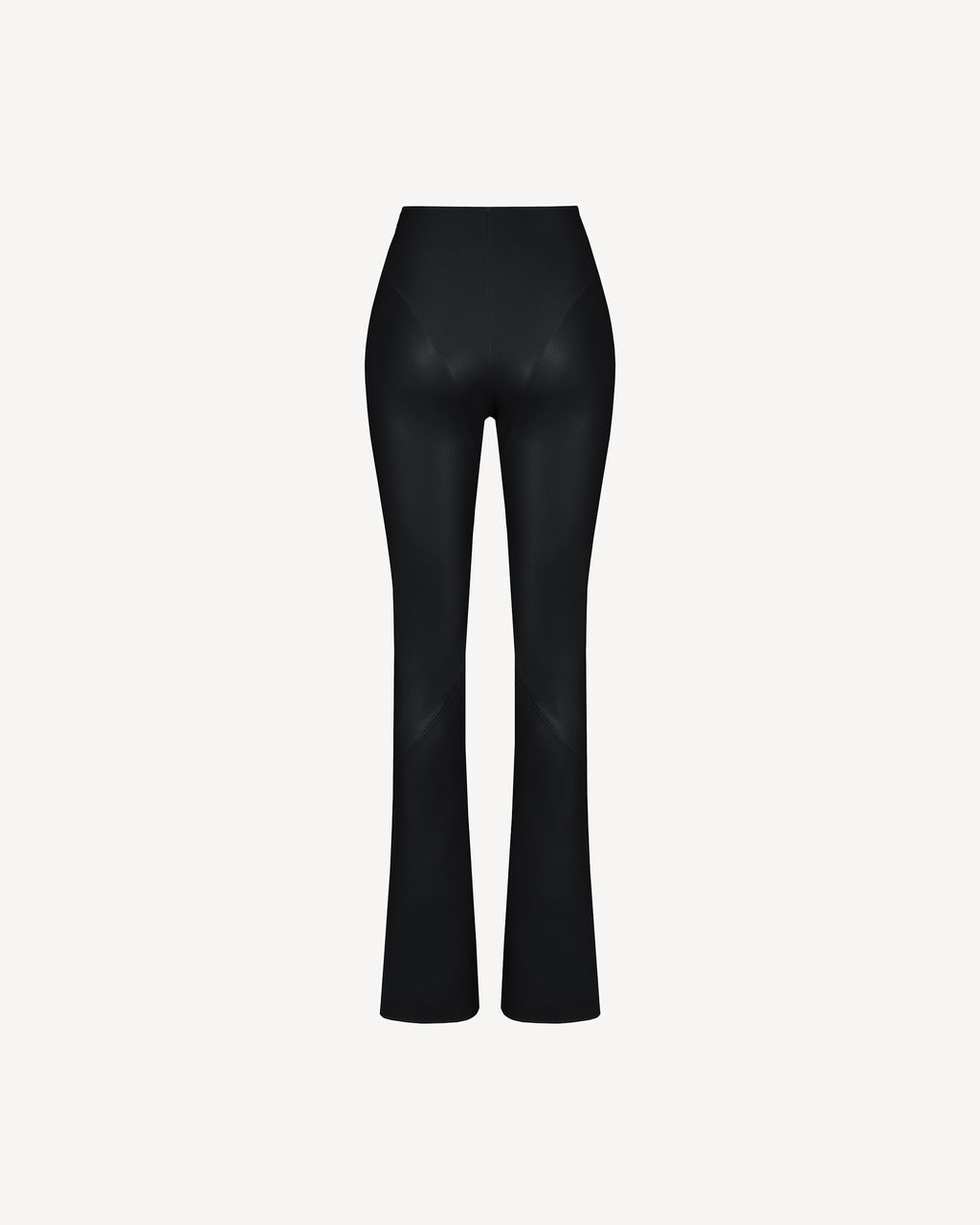 Vegan Leather Sculpting Flared Pants Black