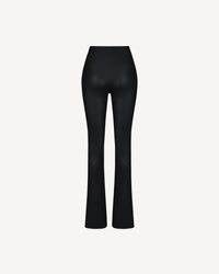 Vegan Leather Sculpting Flared Pants Black