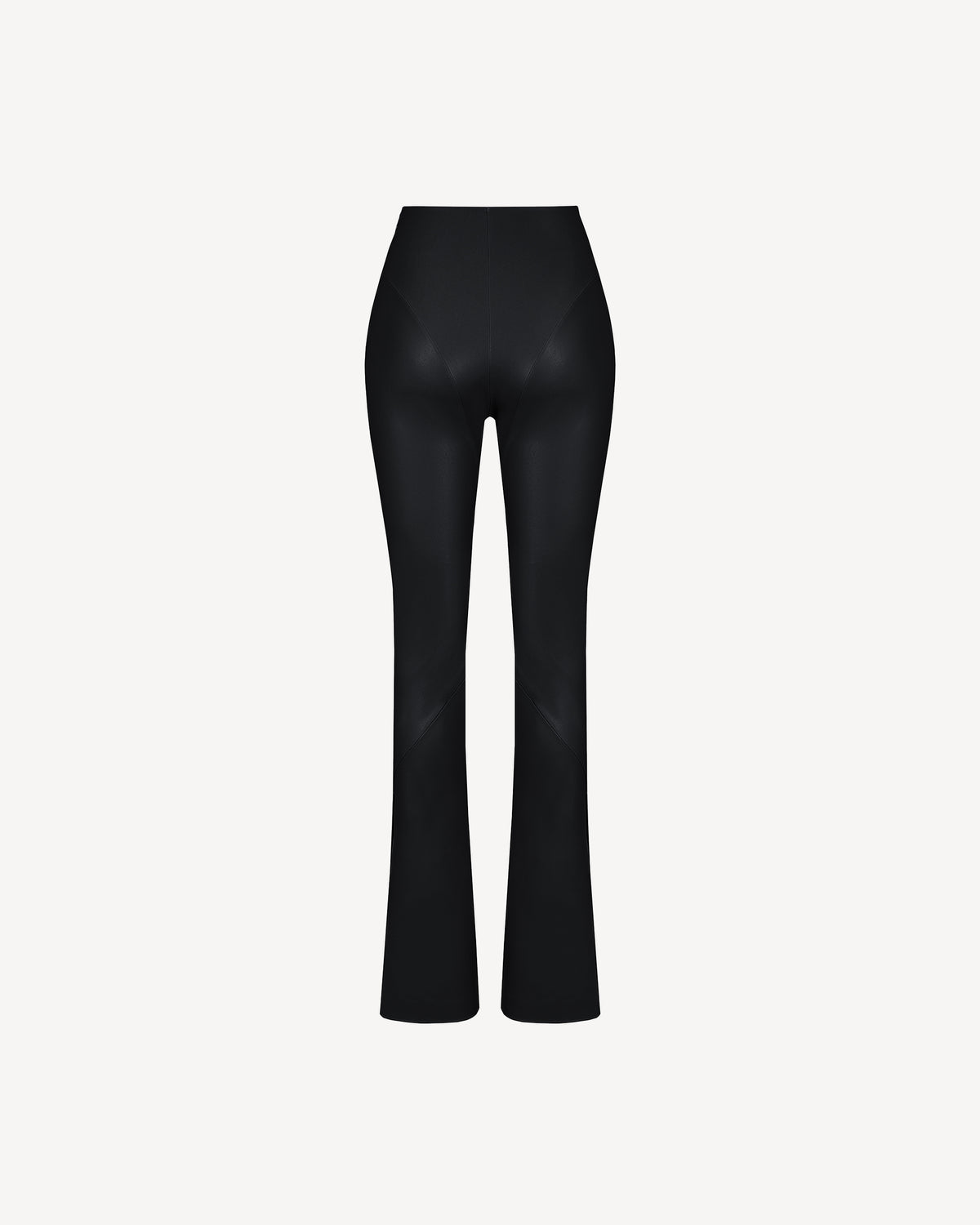 Vegan Leather Sculpting Flared Pants Black