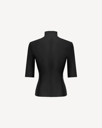 Vegan Leather Short Sleeve Top Black