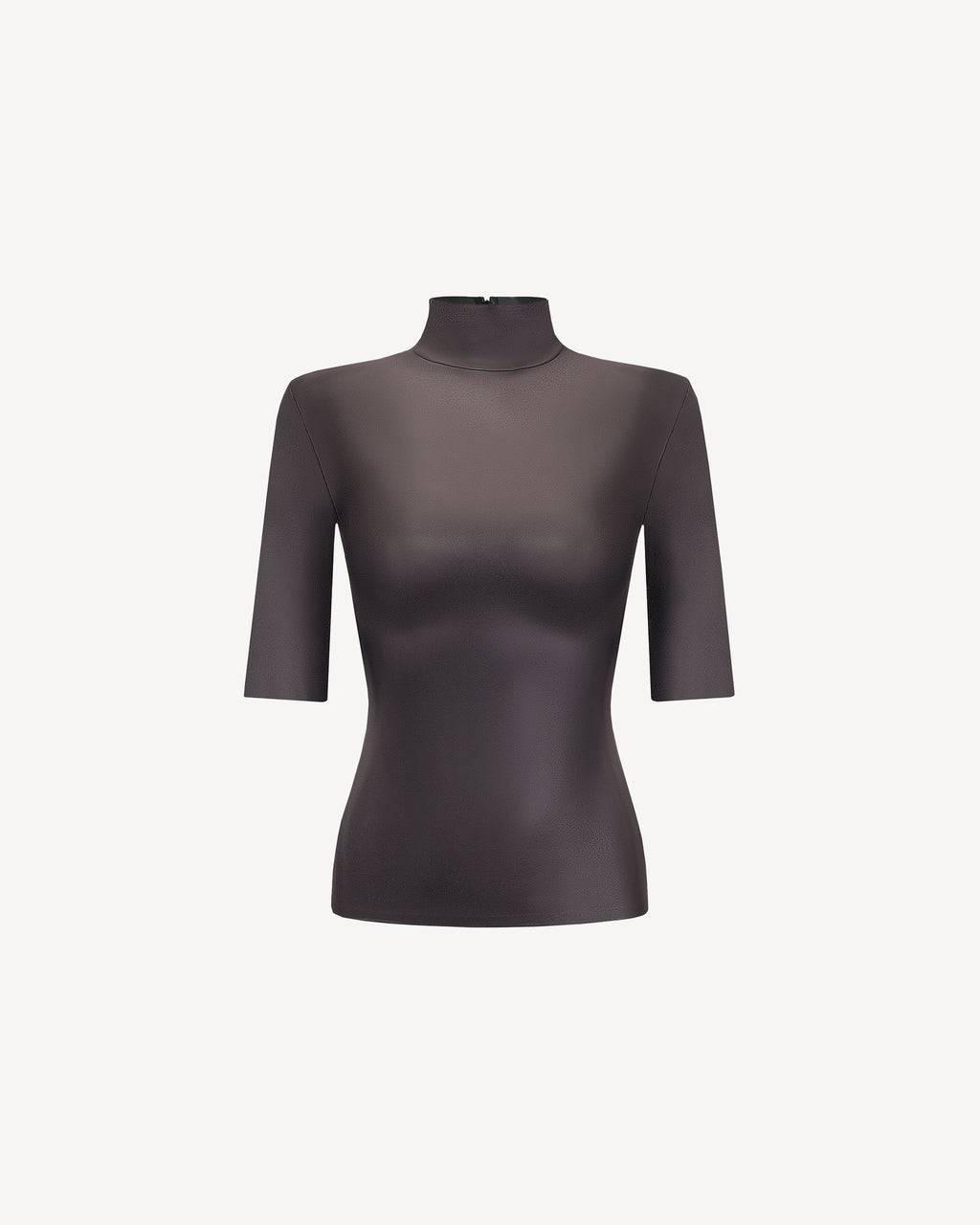 Vegan Leather Short Sleeve Top Brown
