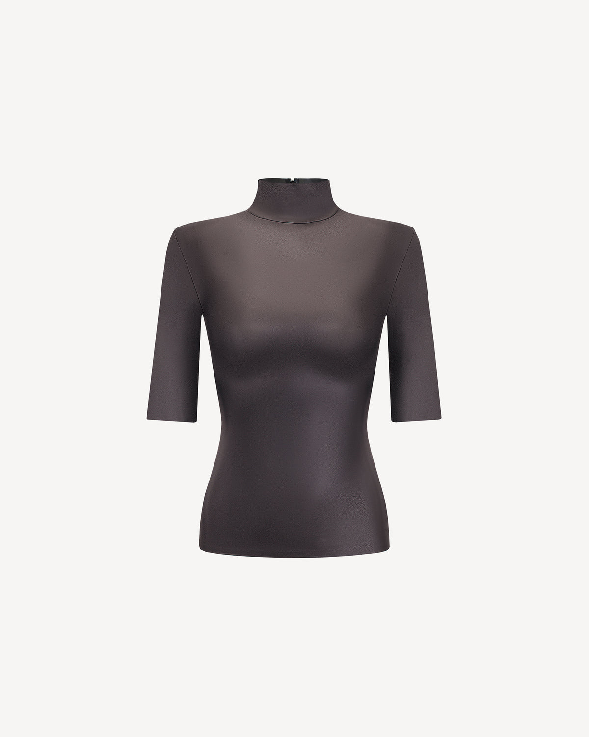 Vegan Leather Short Sleeve Top Brown