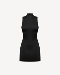 Vegan Leather Sleeveless Mini Dress Black