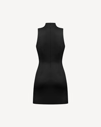 Vegan Leather Sleeveless Mini Dress Black