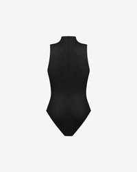 Vegan Leather Turtleneck Bodysuit Black