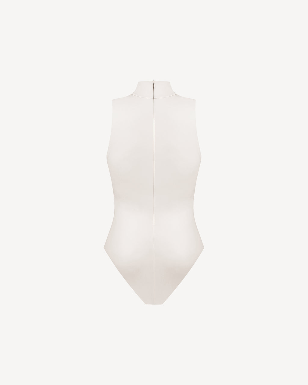 Vegan Leather Turtleneck Bodysuit Ecru