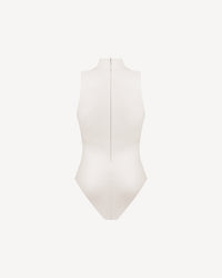 Vegan Leather Turtleneck Bodysuit Ecru