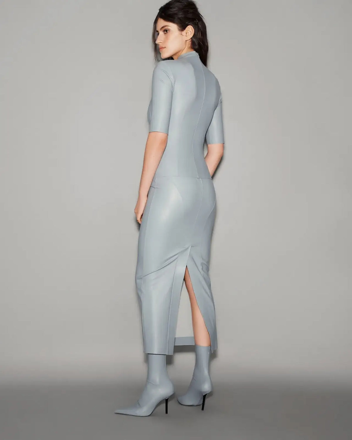 Vegan Leather Sculpted Top Slate blue - lookbook 18