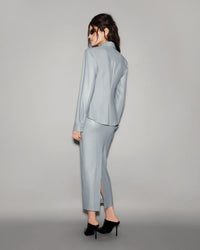 Vegan Leather Sculpted Shirt Slate blue - lookbook 25