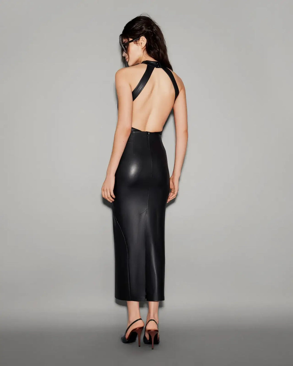 Vegan Leather Column Bodysuit Black - lookbook 31