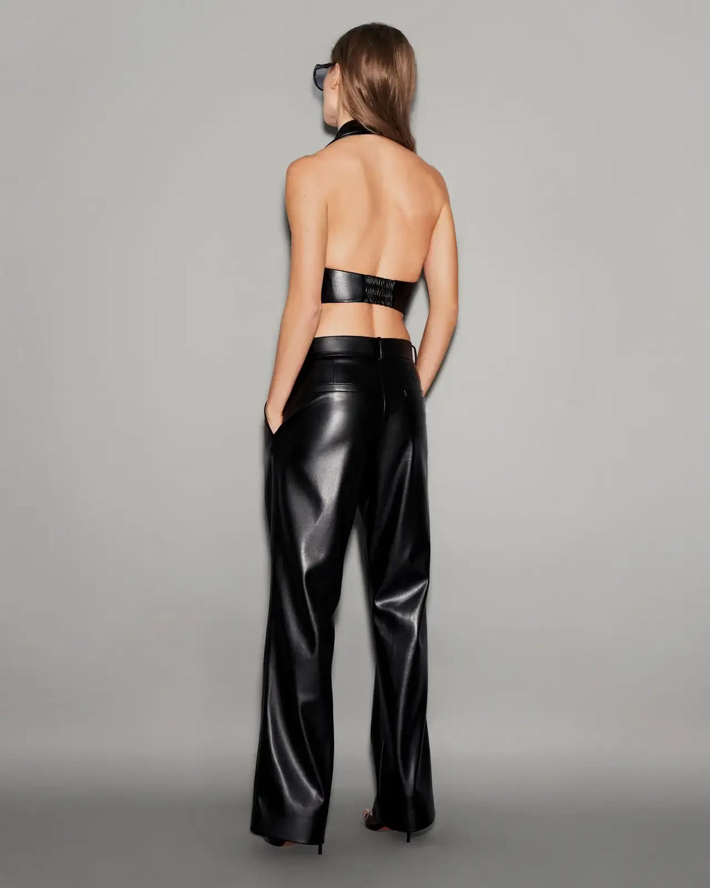Vegan Leather Tailored Trousers Black - lookbook 40