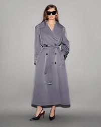 Structured Twill Trench Coat Mist Blue - lookbook 54
