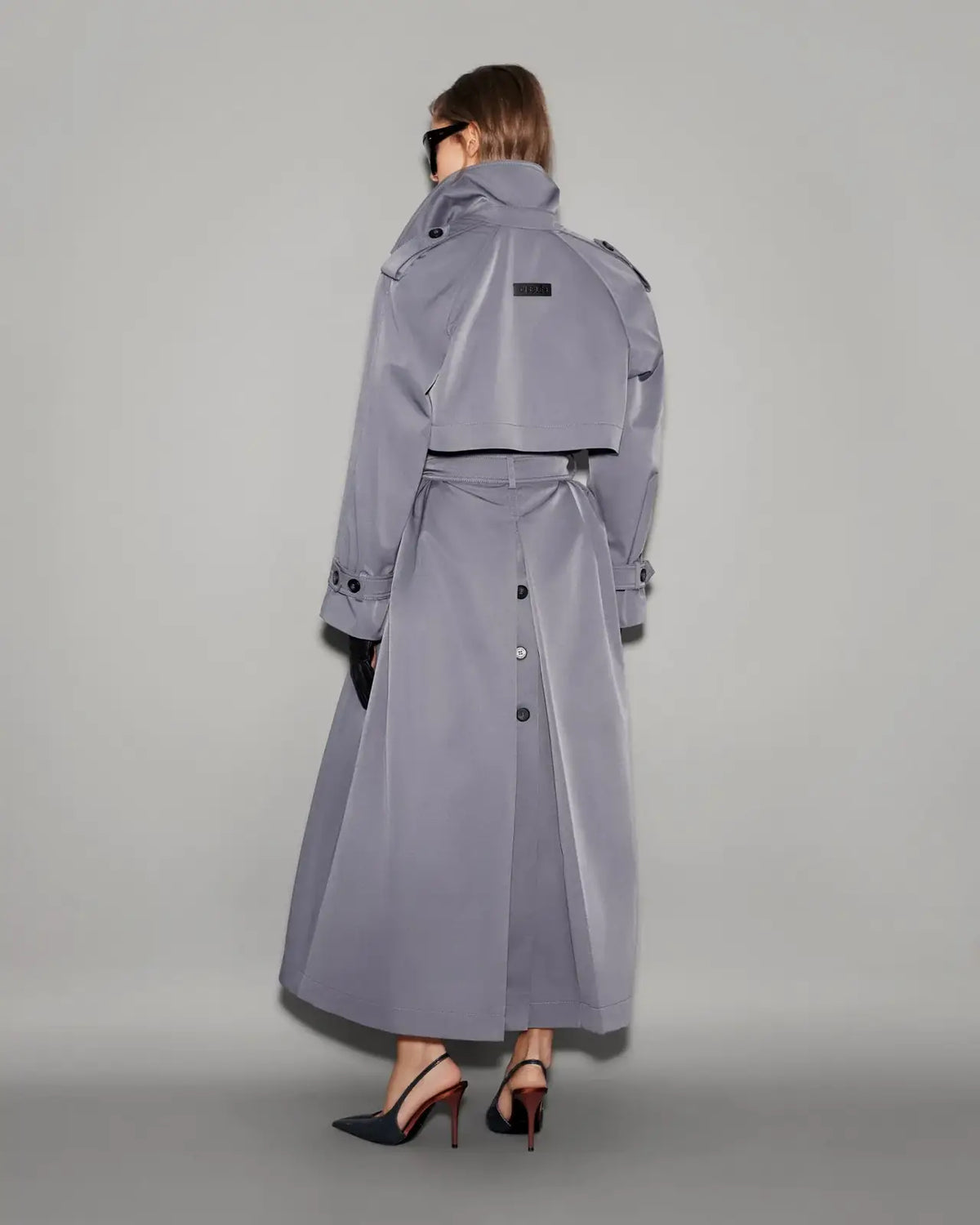 Structured Twill Trench Coat Mist Blue - lookbook 55