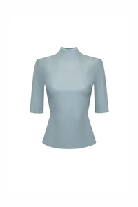 Vegan Leather Sculpted Top Slate blue