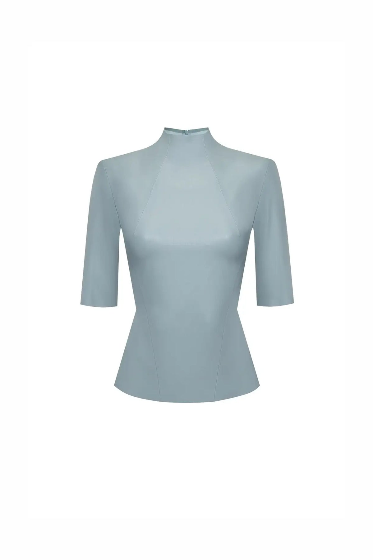 Vegan Leather Sculpted Top Slate blue