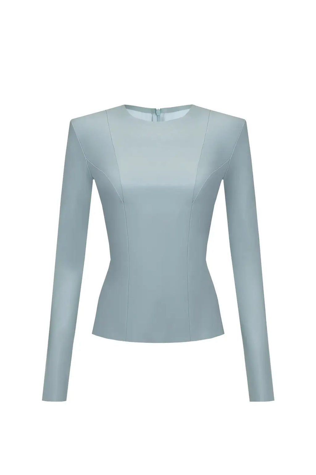 Vegan Leather Sculpted Sleeve Top Slate blue - product view 18