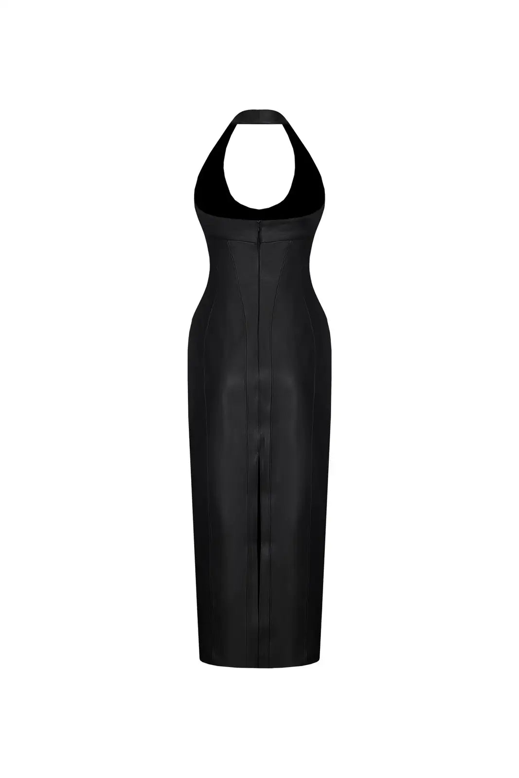 Vegan Leather Column Halter Dress Black - product view 23