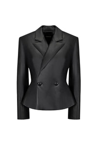 Vegan Leather Tailored Blazer Black - product view 24