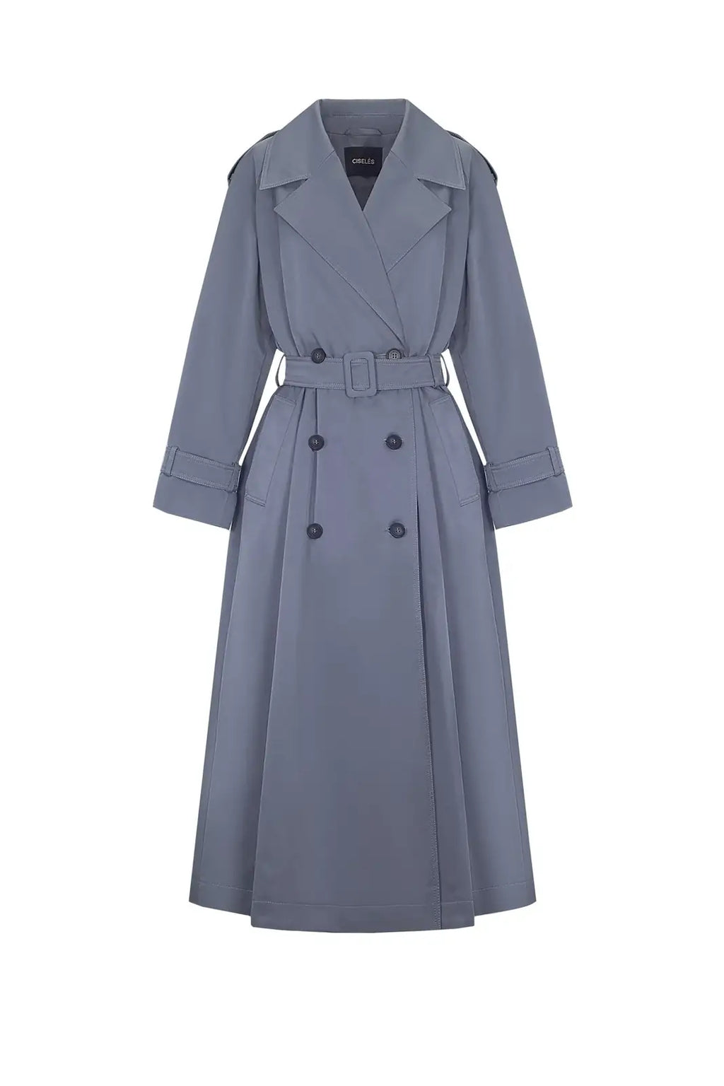 Structured Twill Trench Coat Mist Blue - product view 32