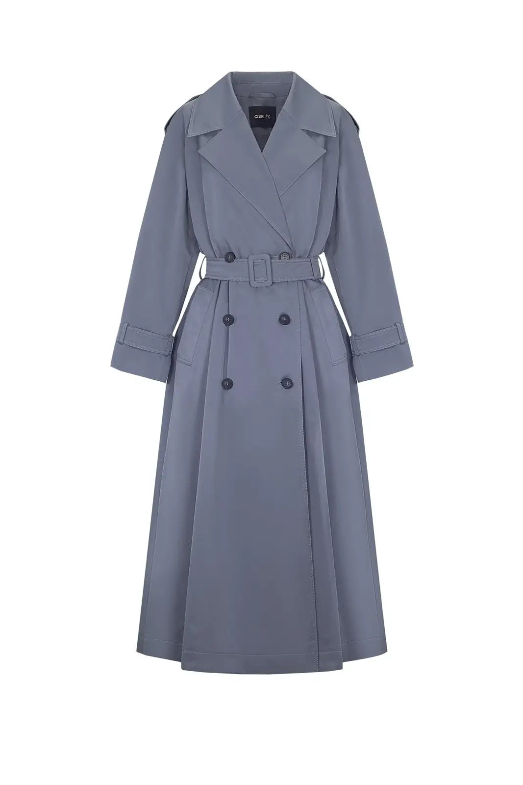Structured Twill Trench Coat Mist Blue - product view 32