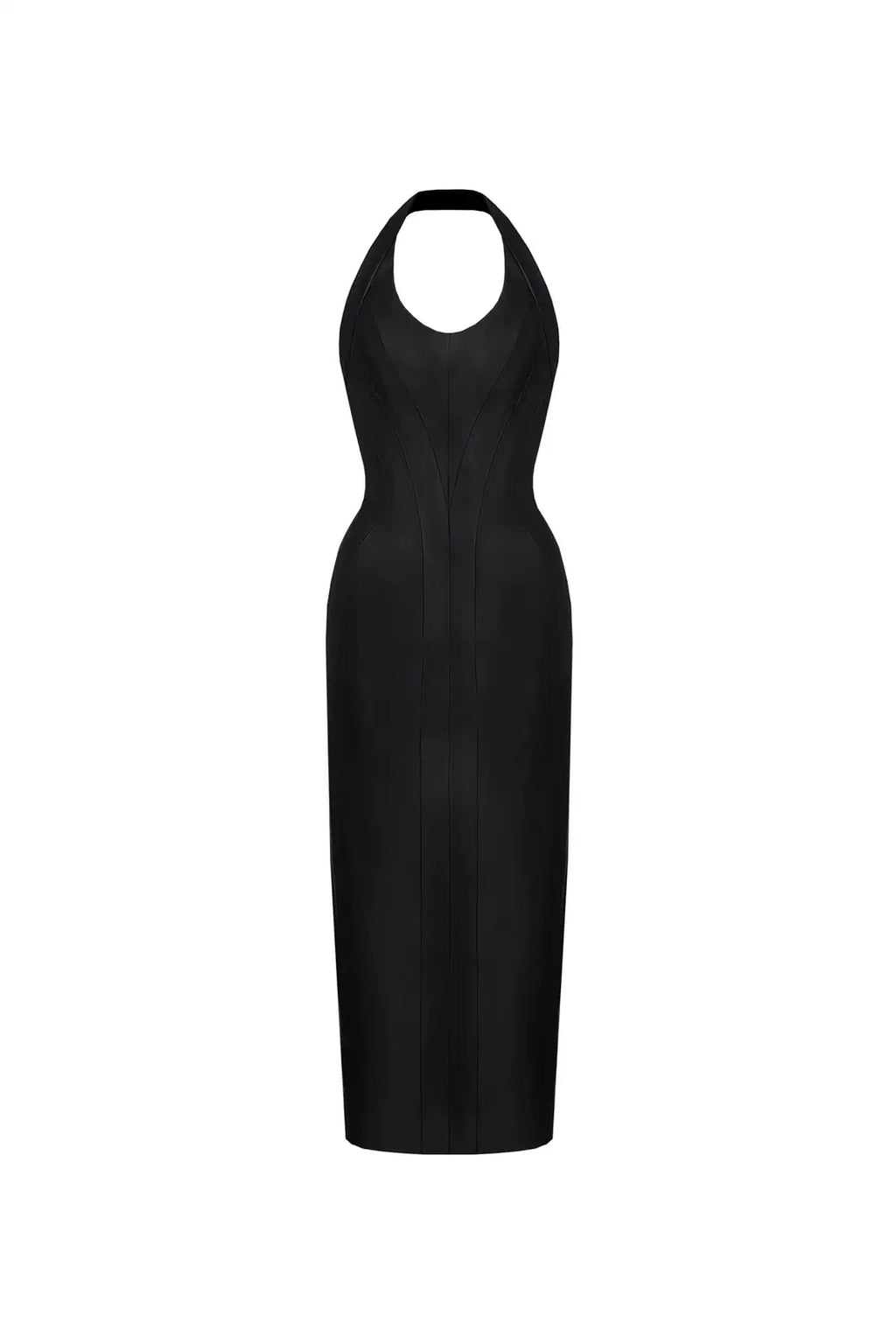 Vegan Leather Column Halter Dress Black - product view 33