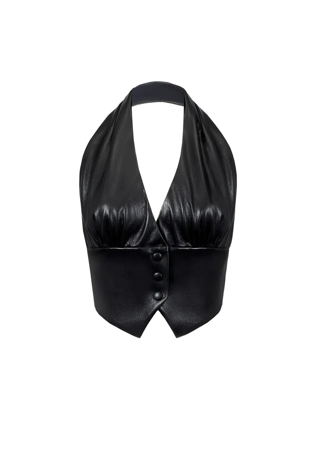 Vegan Leather Tailored Vest Black - product view 38