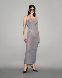 Crystal Corset Draped Dress Soft steel - lookbook 1