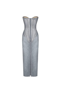 Crystal Corset Draped Dress Soft steel - product view 1