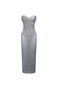 Crystal Corset Draped Dress Soft steel - product view 2